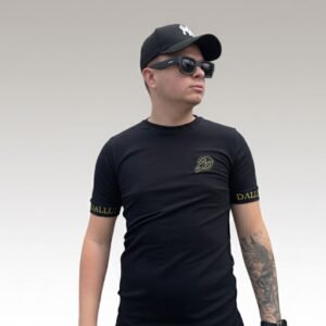 CAMISETA DALLUZ PRETO FAIXA H - PRETA/DOURADO